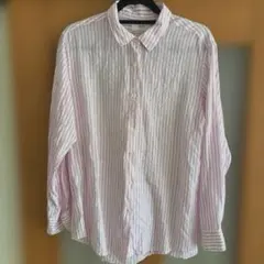 UNIQLO 白紫ストライプ 長袖シャツ XL