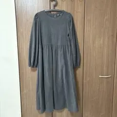 【最終お値下げ】グレー コーデュロイ　ロングスリーブ ワンピース