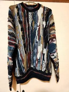 ＊Protege ＊　3dセーター L　メンズニット　USA 製　総縦柄