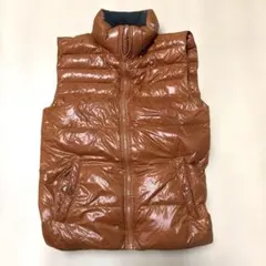 GAPブラウン ダウンベスト スタンドカラーS
