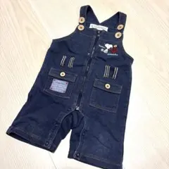 PEANUTS スヌーピー デニム調 裏起毛 ロンパース インディゴ 70cm