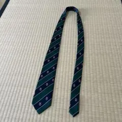 Francavalentino 緑と紺のストライプネクタイ シルク