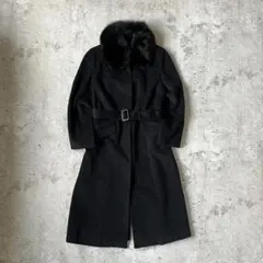 4983 giy カシミア混 ロングコート ベスト付き ファー付き 黒 - メルカリ