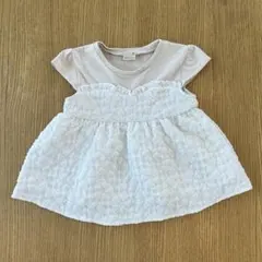【可愛い】プティマイン ドッキングペプラムTシャツ 90cm ビスチェ風 白