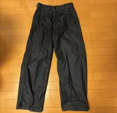 GU デニムツータックバギースラックス バギーパンツ ユニセックス S ネイビー