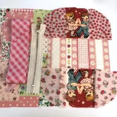 ♥︎ハンドメイド♥︎松山敦子さん生地使用 パッチワークBIGバニティポーチ ♥︎ハンドメイド♥︎松山敦子さん生地使用パッチワークBIG