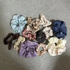 シュシュ　サテン風シュシュ12個セット