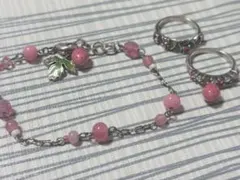 ANNA SUIピンク系ビーズいちごモチーフ ブレスレットとリング3点セットのサムネイル