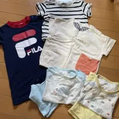 7点セット まとめ売り FILA ネイビー ロゴ入りロンパース Tシャツ