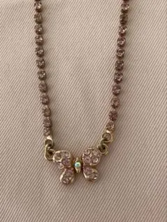 ANNA SUI 蝶モチーフ ネックレス ピンクストーン41〜36cmのサムネイル