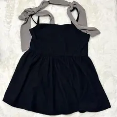 ナイスクラップ トップス ブラック　肩リボン