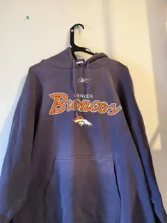 【NFL XL】リーボック ブロンコス 刺繍ロゴ スウェットパーカー ネイビー