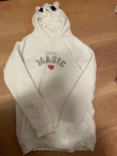 ユニコーンフード付きホワイトパーカー130