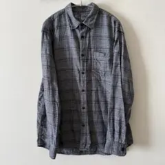 無印　MUJI フランネル　チェック柄　長袖シャツ　L 綿　黒　白　美品