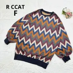 アールシーキャット トレーナー 幾何学模様 ボリューム袖 総柄 ボーダー 古着