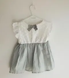 shiiiii様専用　プティマイン110cm　ホワイトグリーン フリル袖