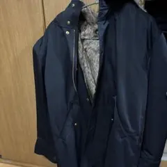 ファー付き フーデッド ダウンジャケット ネイビー