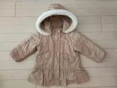 値下げ✩petit main✩ベージュの可愛いダウンコート フード付90cm