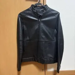 ブラックレザーシングルライダースジャケットM