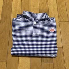 DANTON ダントン 丸襟 プルオーバー ブルー ギンガムチェックシャツ