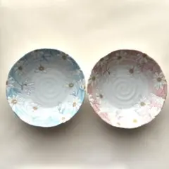 美濃焼　花柄デザインの陶器皿 2枚セット