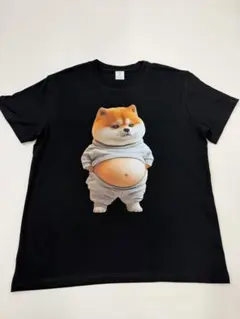 柴犬 イラスト プリントTシャツ ブラック