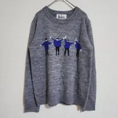 【BEATLES】（M）ビートルズロゴイラスト編みリブニット/ヴィンテージ