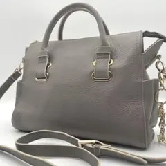 【極美品】Falchi NewYork ショルダーバッグ　2way シボ革　灰色