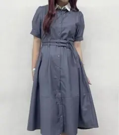 NICOLE CLUB ダブルベルトロングワンピース