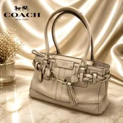 ✨美品✨COACH コーチ レザー トートバッグ ホワイト タッセル