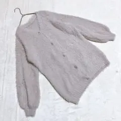 GRL グレイル ＊ ビジューボタンフェザーニットカーディガン (F)
