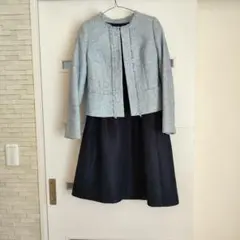 9号　入園式入学式　水色ツイードジャケットとドレスセット