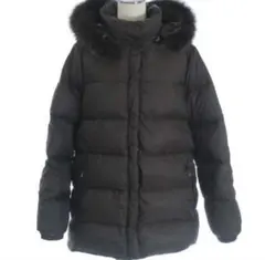 モンクレール 茶タグ バレンタイン ダウン ジャケット フード ファー 茶 0