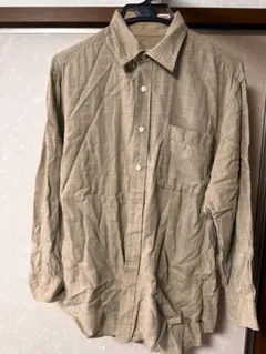 メンズ　アクアスキュータム　チェック柄長袖シャツ ベージュ系　M