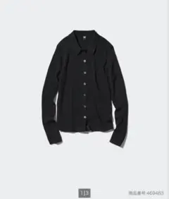 UNIQLO メリノリブポロニットカーディガン 黒