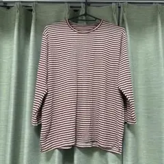 cuope ボーダー 長袖カットソー 7.8分袖