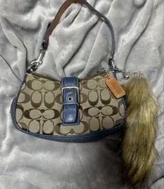 00s coach signature hand bag Blue denim