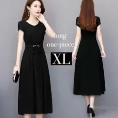 ロングワンピース　XL　LL　2L　大きいサイズ　半袖　ミモレ丈　Ａライン