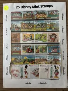 未使用　25 Disney Mint Stamps ヴィンテージ切手のサムネイル