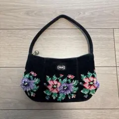 FEILER 花柄刺繍 ハンドバッグ 黒