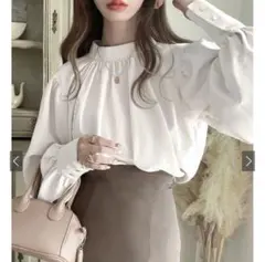 【GRL】ホワイト バルーンスリーブ ブラウス Fサイズ【新品】
