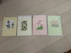 刺繍入りポストカード 4枚セット 花柄