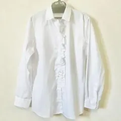 【新品未使用】P.S.F.A フリル 長袖シャツ 白 ブラウス 織柄チェックのサムネイル