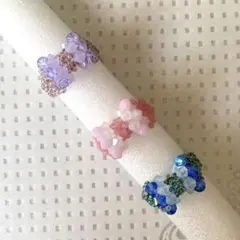 [146]スワロフスキービーズ　リング3点セット