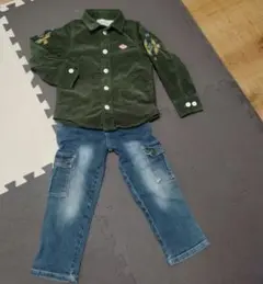 長袖シャツ、デニムパンツ セット