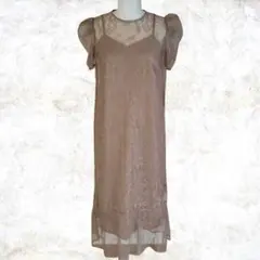 【美品】ラグナムーン　総レース　ライトブラウン　セレモニードレスパーティードレス