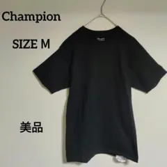 チャンピオン ブラック コットン Tシャツ 半袖 ワンポイント 厚みあり