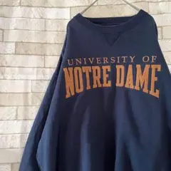 スウェット センター刺繍 NOTRE DAME 裏起毛 ネイビー XL