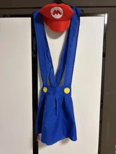 マリオ コスプレ衣装 帽子付き サロペットスカート