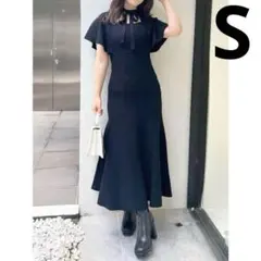 マーキュリーデュオ 2WAYジャガードニットワンピース ブラック S